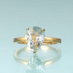 GEM'S BALLET Green Amethyst Solitaire Engagement Ring 925 Sterling Silver Dainty Wedding Rings Anniversary Promise Gift
