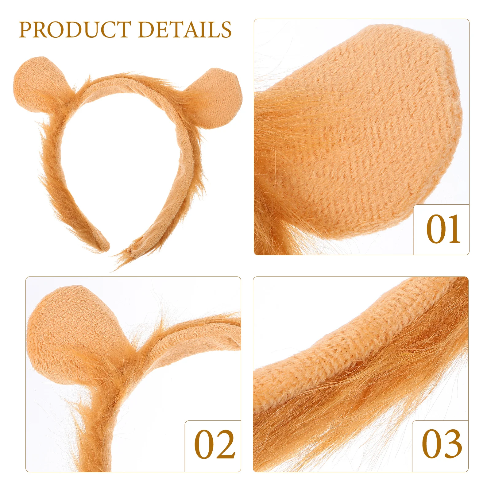 

Headband Accessories Women Baby Halloween Lion Ears Headpiece Party Adult Size Soft Furry Lion Ear Headpiece