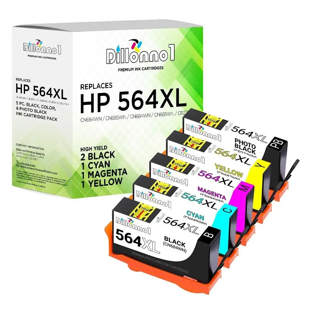 Tinta 5pk # 564XL para HP Photosmart C5373 C5383 C5388 C5393 C6340 C6375 C6383 C6388