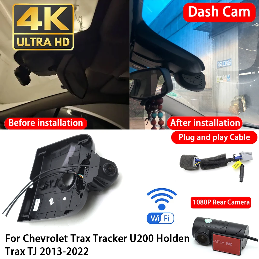 Cámara para Auto 4K con Wifi, Plug & Play, Grabador de Video Delantero y Trasero para Chevrolet Trax Tracker U200 Holden Trax TJ 2013-2022