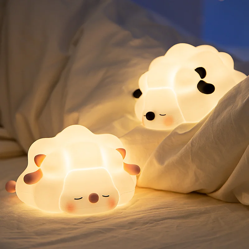 Cute Sheep Silicone Night Lights Diming Lamp Cool Animal Shape Night Light regalo di compleanno per bambini Toddler Bedroom