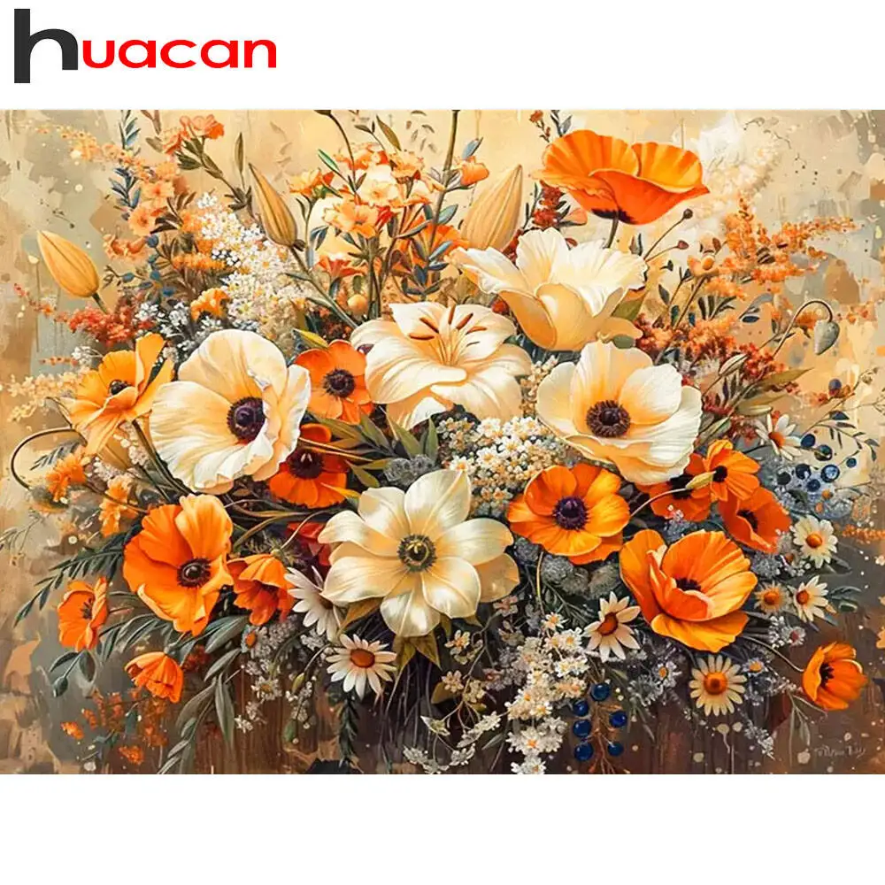 Huacan DIY Diamond Painting Flower Diamond Embroidery New Collection 2025 Home Decoration