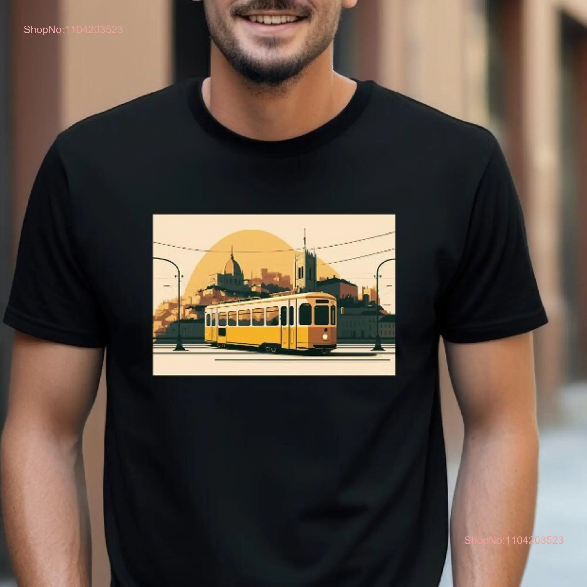 Portugal Lisbon Yellow Tram t shirt vacation tee for traveler friend portuguese design graphic long or short sleeves