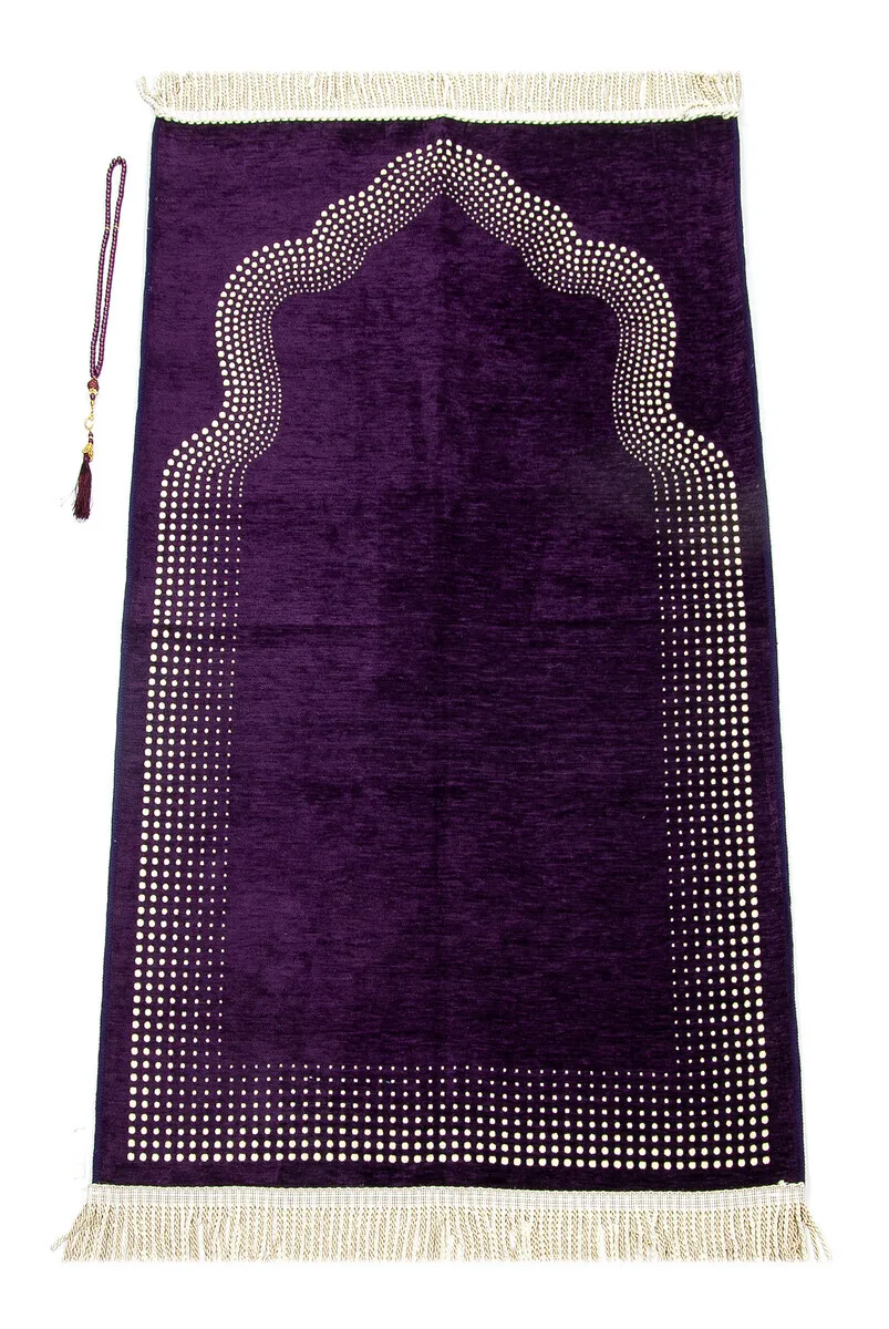 

Mihrab Pattered Plain Chenille Prayer Rug Purple Muslim Islam Sheet Prayer Mat Holy Quraan Islamic Mats