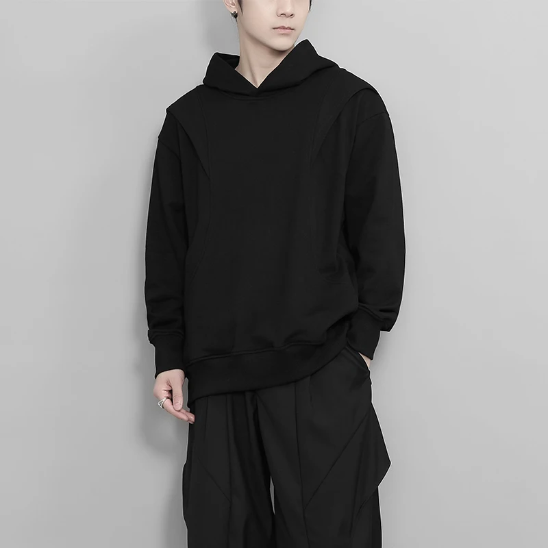 

Оригинальный дизайн, мужская модная винтажная индивидуальная толстовка с капюшоном, черная повседневная модная толстовка с длинными рукавами, топ