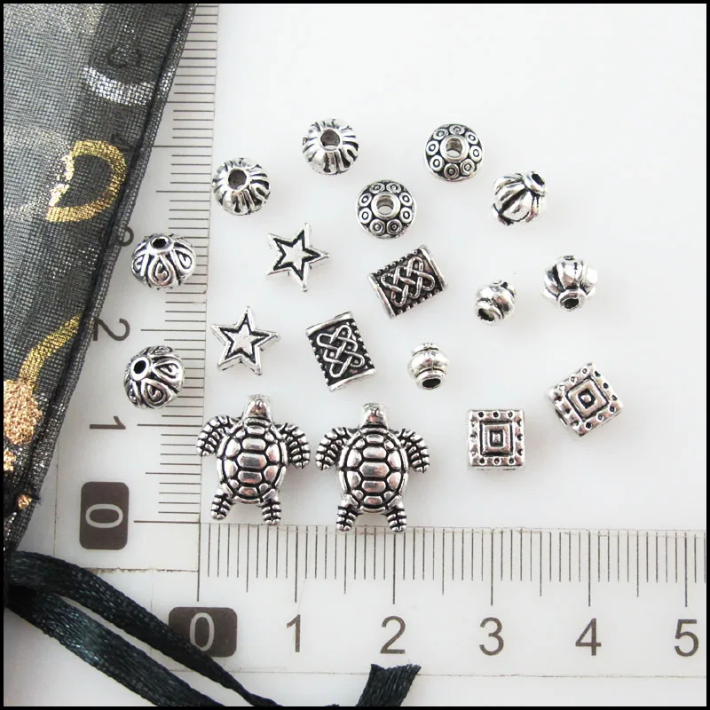 Fashion New Daisy Flower Cone Square Tiny Chinese Knot Charms Spacer Bar Beads Tibetan Silver Plated