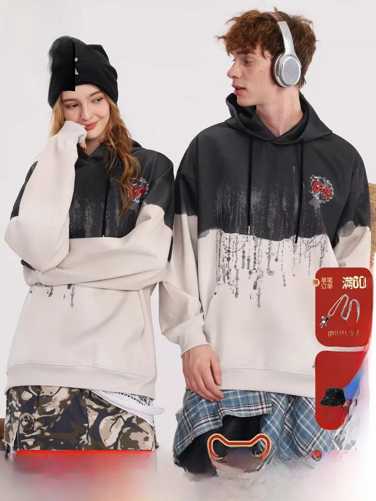 

Genanx Lightning Tide Brand 2025 Autumn New Loose oulder Sve Color Blo ex Hoodie Casual Wear Polyester Nylon