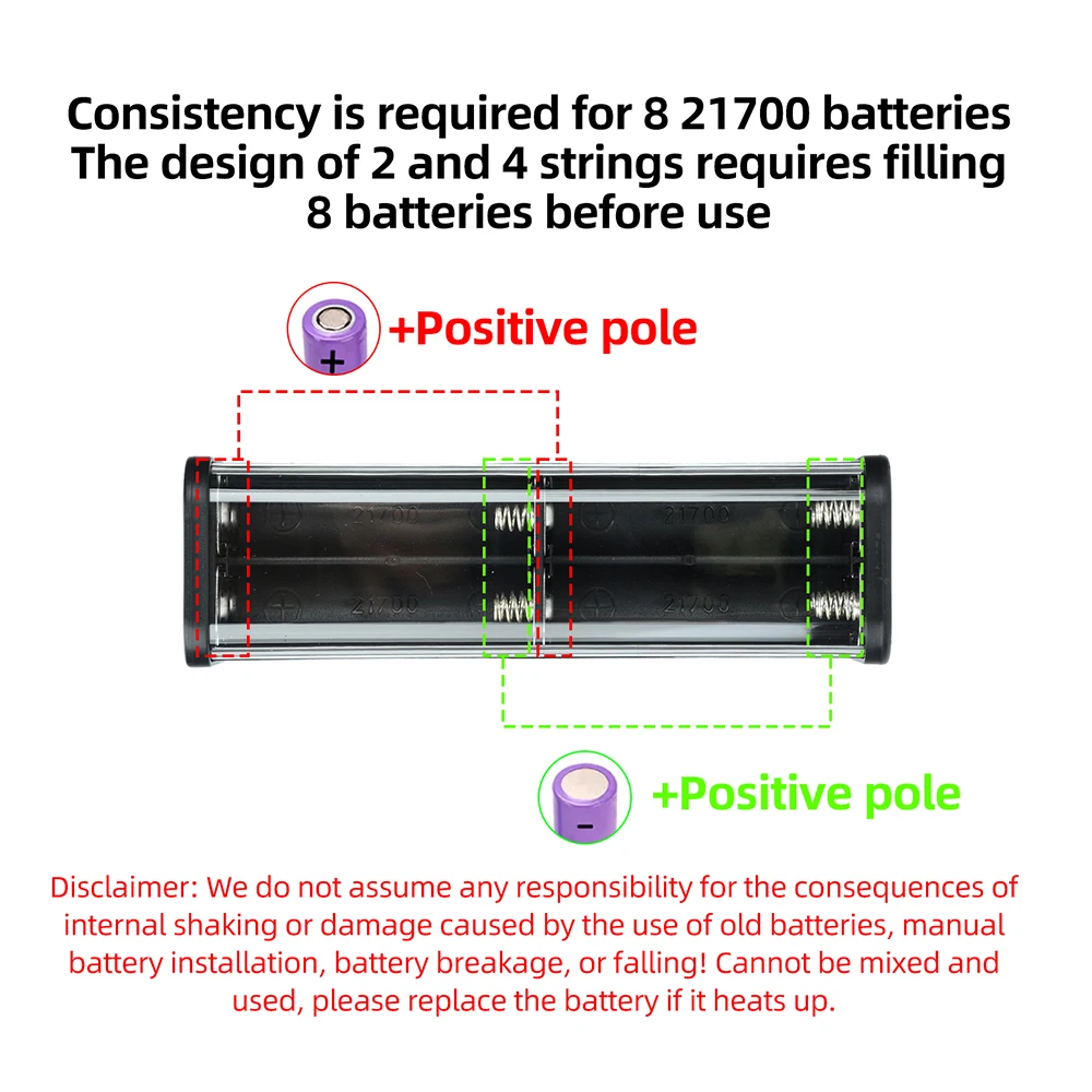 PD 100W Super-Schnell-Lade-Powerbank-Gehäuse 8-Zellen 21700 Batteriehalter für Handy-Stromversorgung mit Hochleistungs-LED-Licht – Detail 8