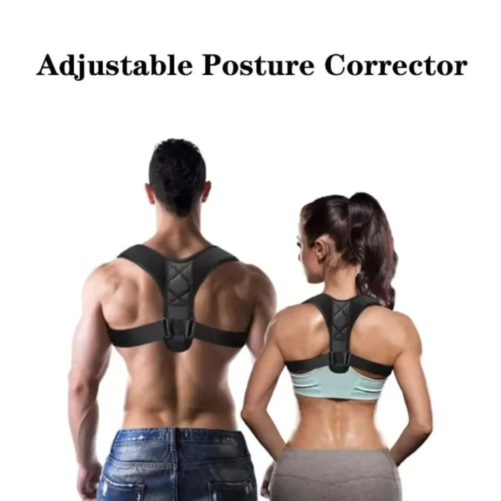 Picture 5: Polyester Back Straightener Full Back Breathable Back Brace Posture Corrector Adjustable Black Upper Back Brace Office