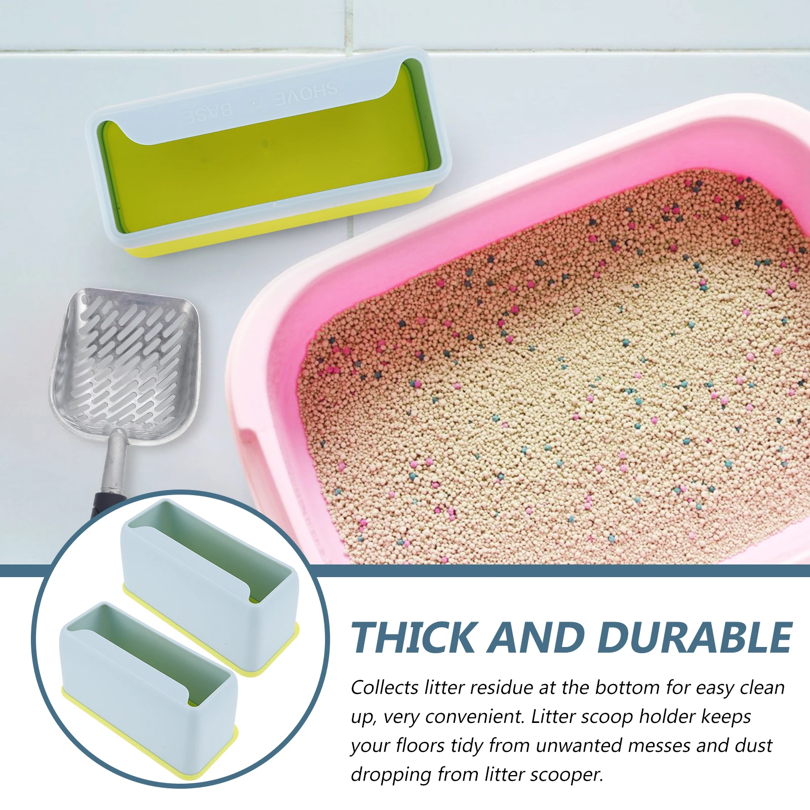 

2 Pcs Cat Litter Shovel Storage Box Silverware Durable Plastic St Collects Residue Easy Clean Practical Household Scooper Holder