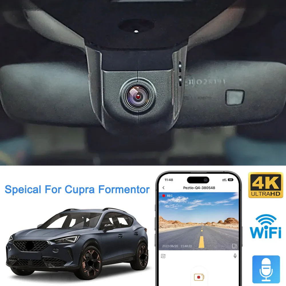 Mrec Dash Cam 4K Dual Kamera Vorne Hinten Wifi Auto Plug & Play Dashcam für Cupra Formentor Vz 5