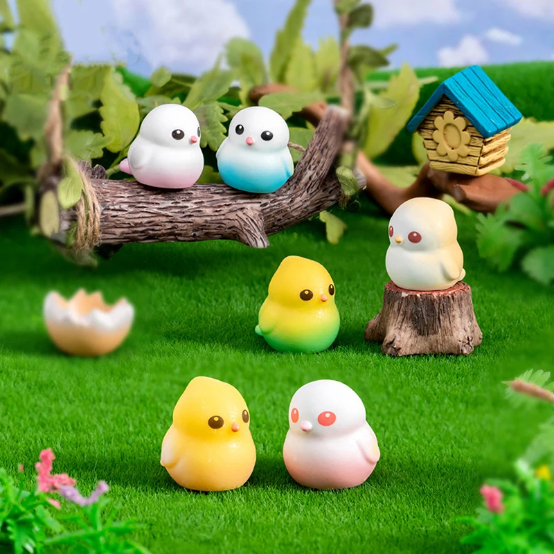 Cute Mini Round Rolling Bird Ornament Figurines Micro Landscape Dollhouse Home Craft Decorations DIY Fairy Garden Accessories