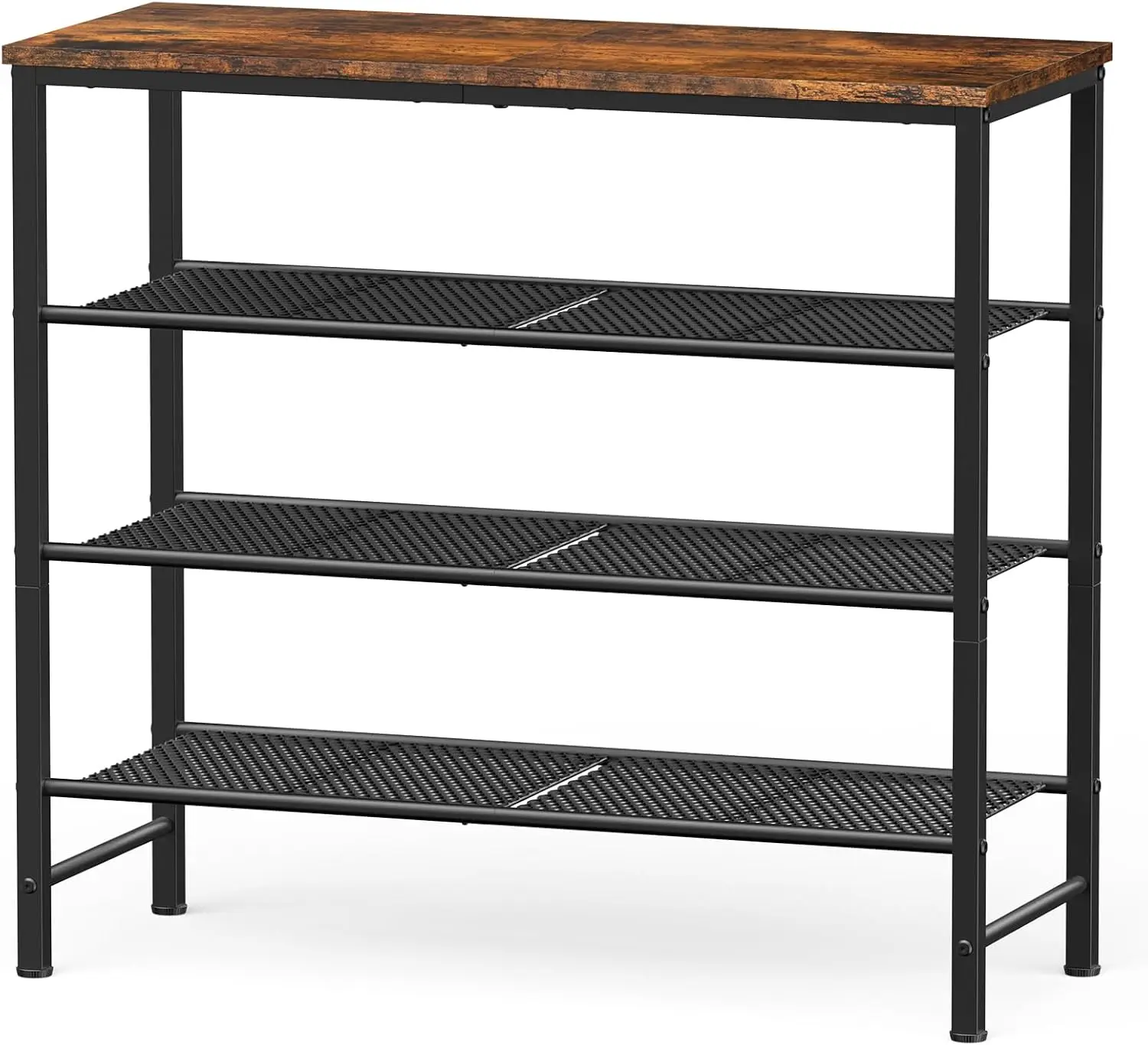 

4-ярусный органайзер для обуви с деревянной столешницей, простая сборка, металлические полки с защитой от ржавчины для гардеробной, прихожей, спальни