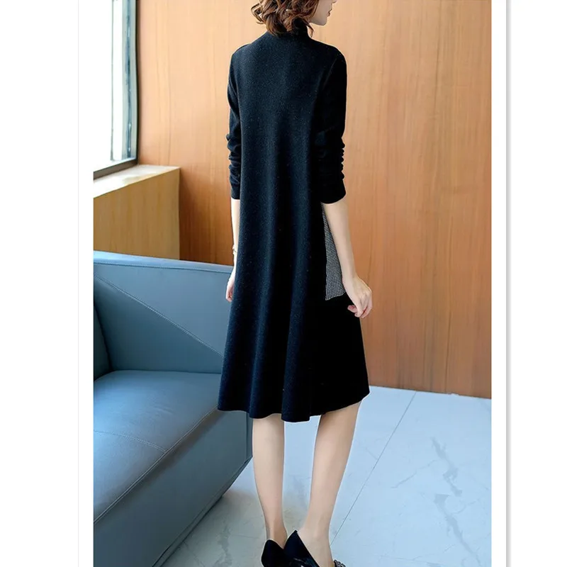 Women Fashion Sweater For Spring Autumn 2022 New Striped Knitting Knee-length Loose Bottom Sweater Oversize High Quality