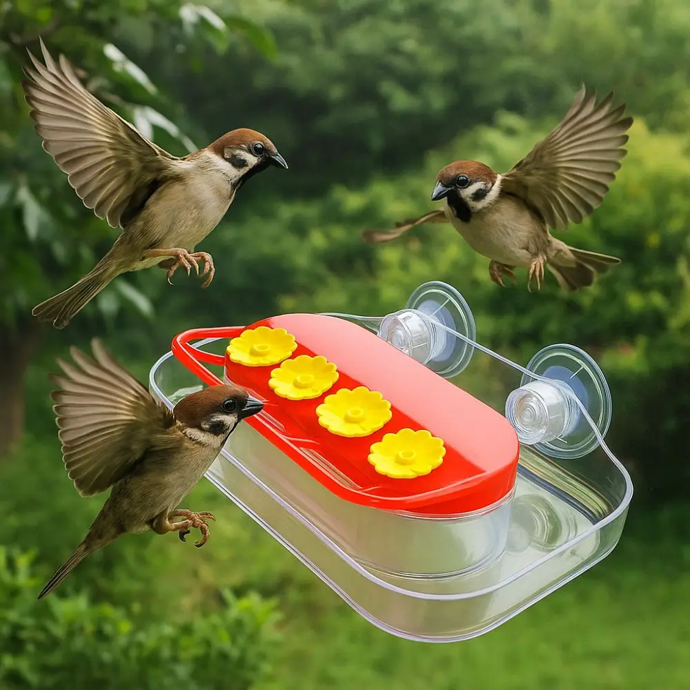 سهلة التنظيف شفط الكؤوس الطنان المغذية إعادة الملء دائم الطائر الطنان موزع مياه مرئية الطيور محطة المياه حديقة