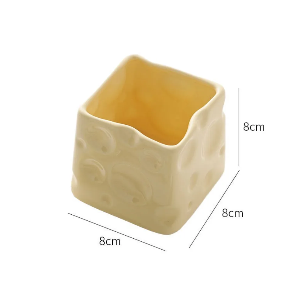 Cream Style Ceramic Pen Holder Fruit fork Multifunctional Ceramic Storage Jar Desktop Stationery Makeup Brush Holder