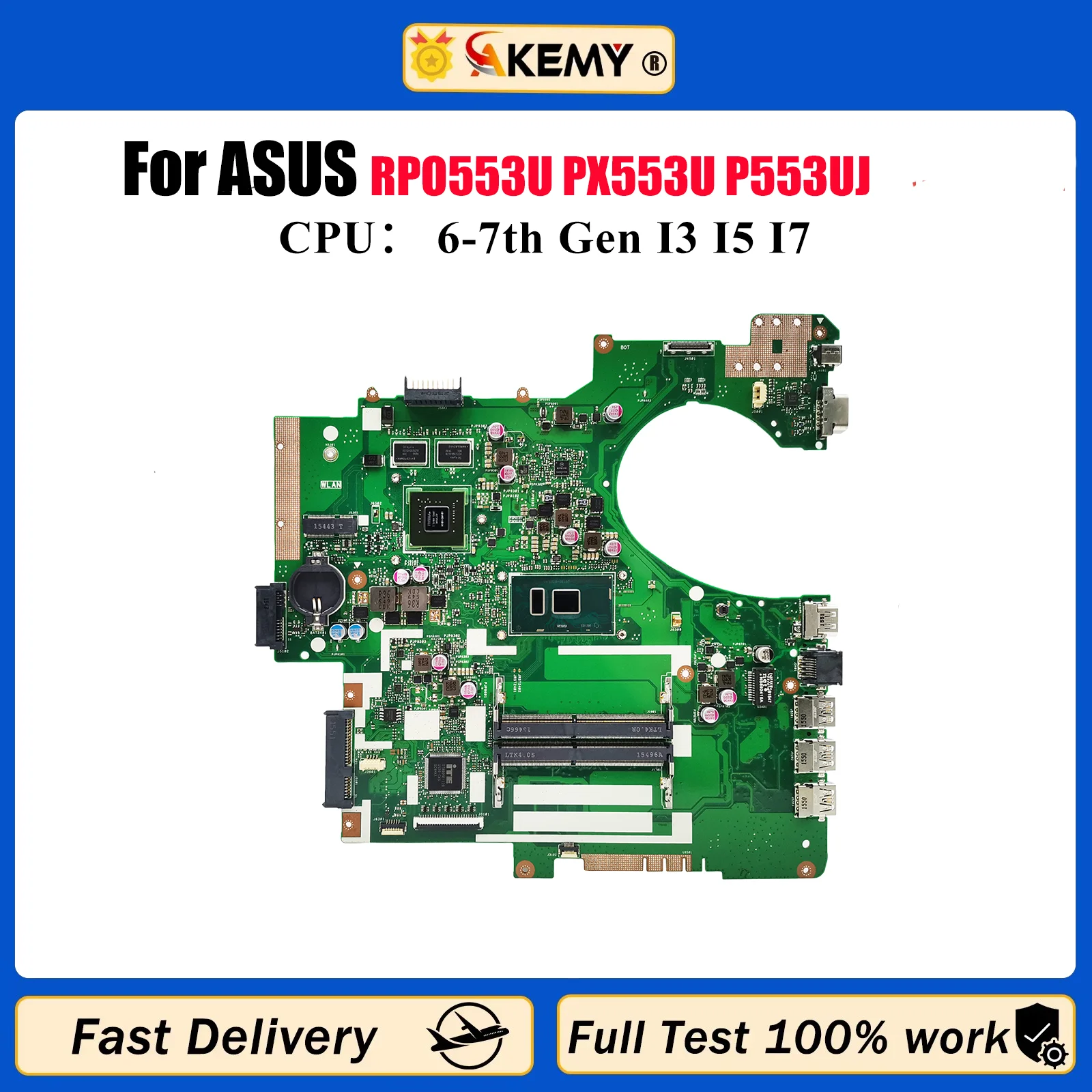 

P553UJ Материнская плата для ноутбука ASUS ProArt P553U RPO553U PX553U PE553U P553UJ Материнская плата для ноутбука с процессором I3 I5 I7 100% тест в порядке