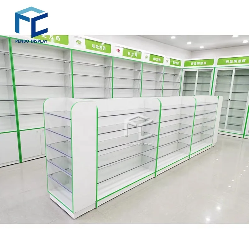custom.Pharmacy Shop Cash Counter Design Display Showcase Furniture Retail Store Fixture