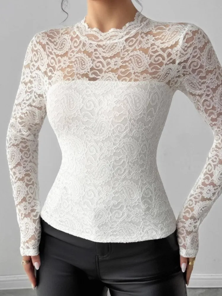 2026 New Autumn And Winter Women's Top Fashionable, Comfortable, Casual Temperament, Versatile For Commuting, Simple Lace Top