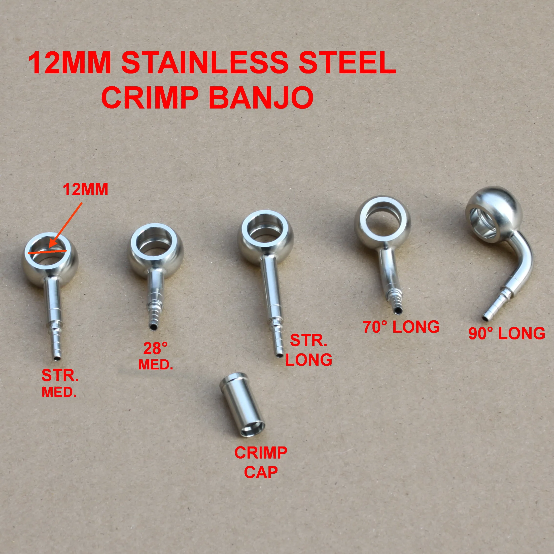 12MM Stainless Banjo Fittings for Motorcycle Motor Bike Racing Car Hydraulic AN3 Braided Brake Clutch Oil Hose Line