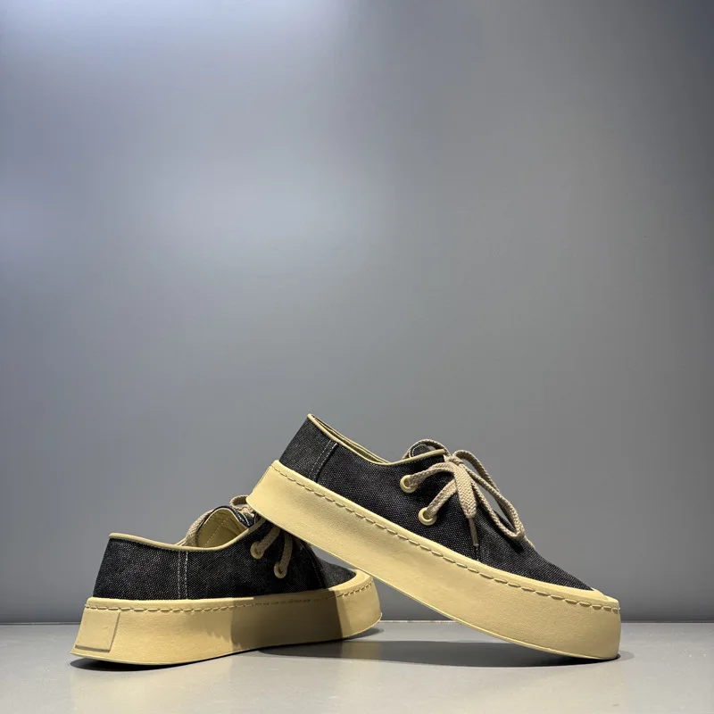 British style round toe ultra light and ultra soft internet famous dad shoes  loose and comfortable height increasing soft board