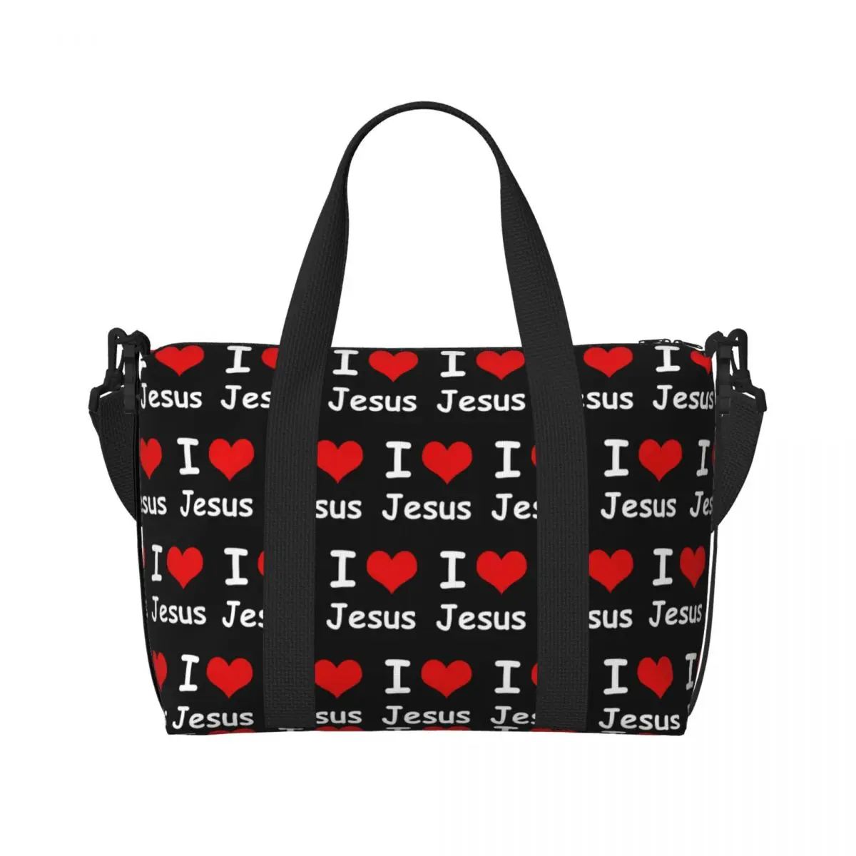 Custom I Love Jesus Beach Tote Bag for Women Christian Faith Judah Large Compartment Gym Beach Travel Bags