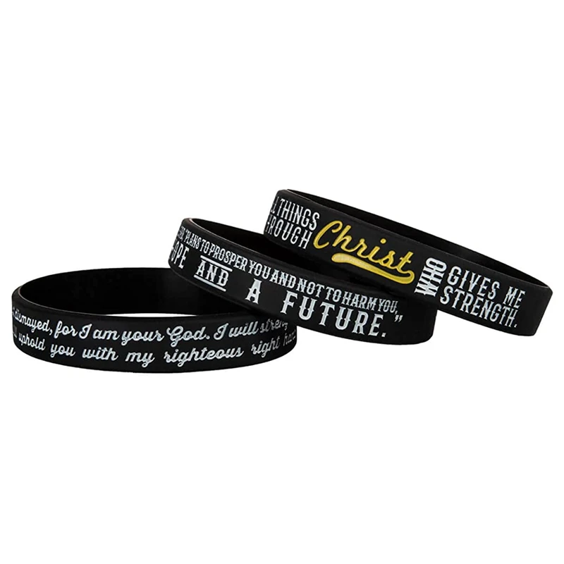 1pc/3pcs Christian bible verse philippians baseball rubber bracelet silicone wristband