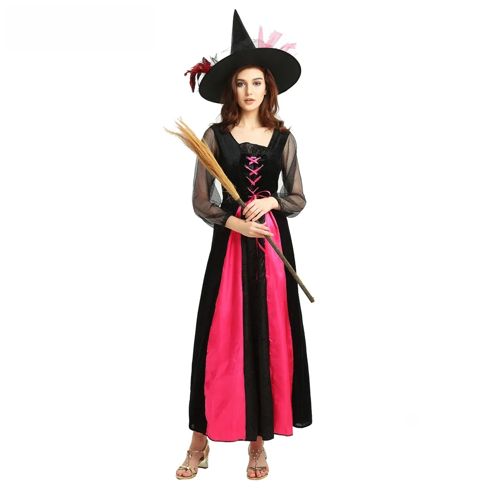 

loween Par Cosplay Witch Adult Pink Feathers Witch Role Mimic Costume Women's Traditional National Stage Costume