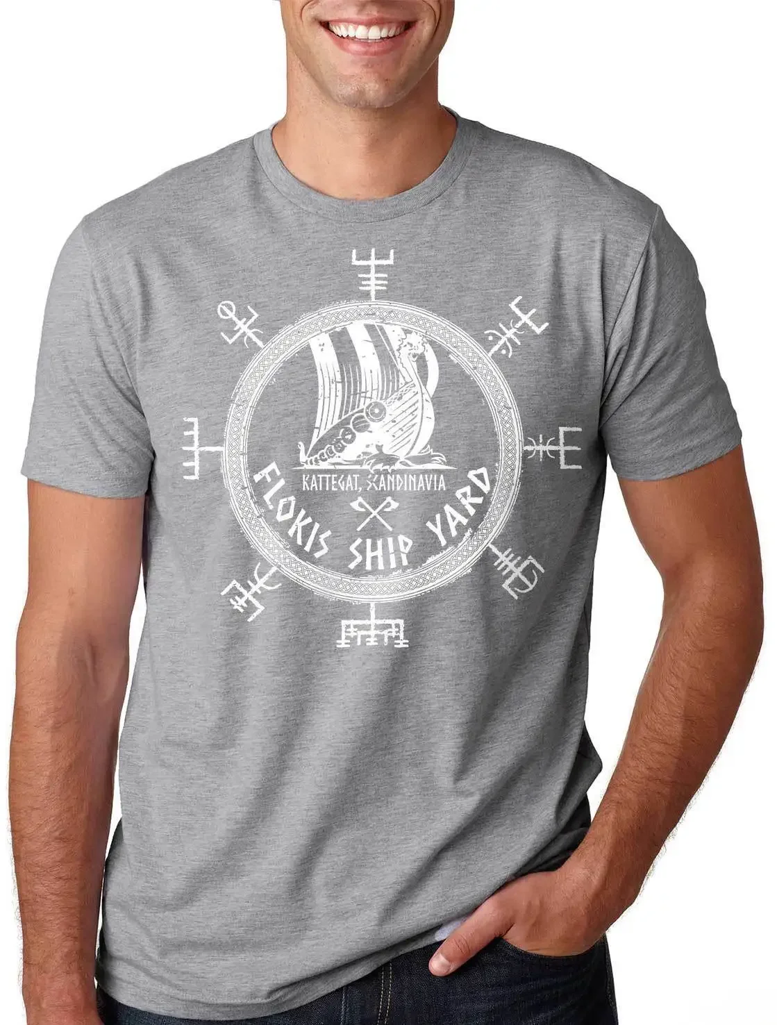 Nordic warrior Valhalla Norsemen Flokis Shipyard T-Shirt 100% Cotton O-Neck Summer Short Sleeve Casual Mens T-shirt Size S-3XL