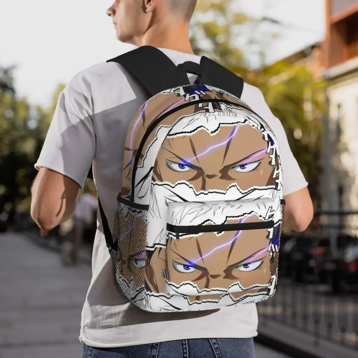 حقيبة ظهر Zone Anime Eyes Scratch Daypack ذات سعة كبيرة للأولاد والبنات حقيبة كتب مدرسية حقائب كتف للرجال والنساء