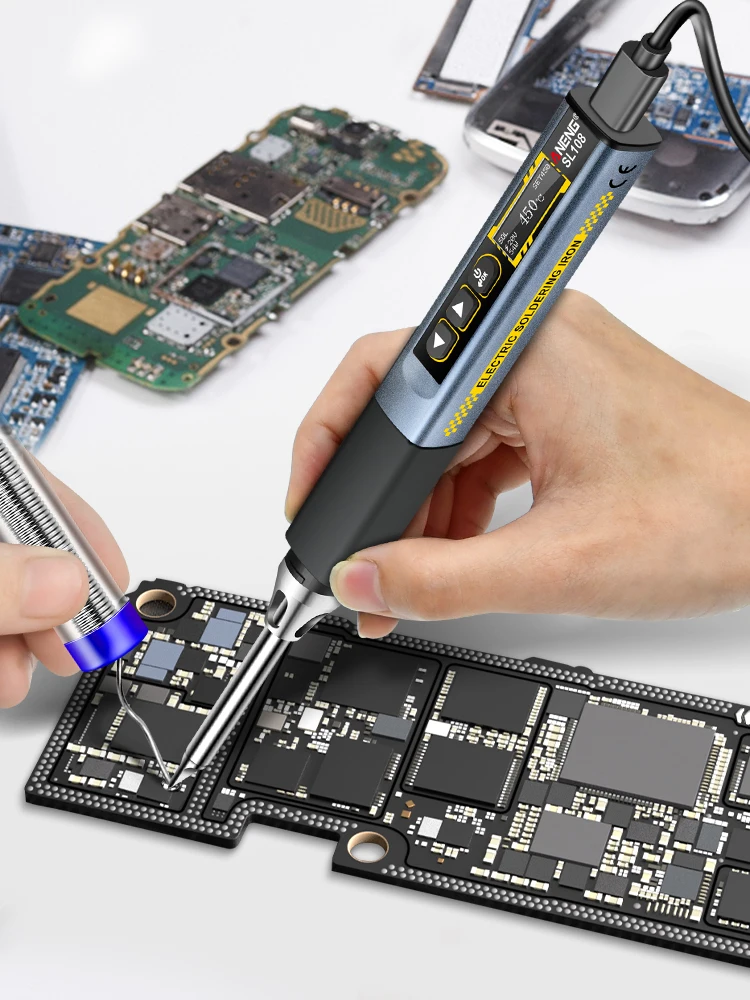 ANENG SL108 96W Lötkolben-Set PD QC Einstellbare Temperatur Schnellheizung Digitales Tragbares Schweißwerkzeug für Elektronik-Reparatur