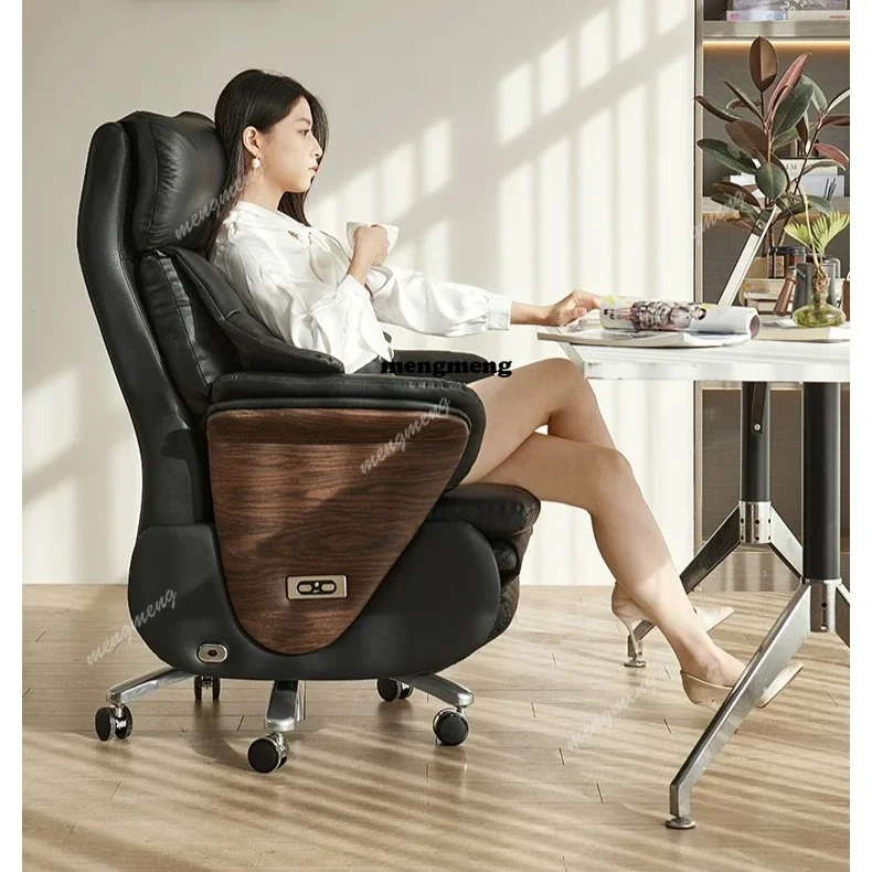 

High quality High-end electric massage leather boss chair nap sedentary office chair computer ergonomic chair