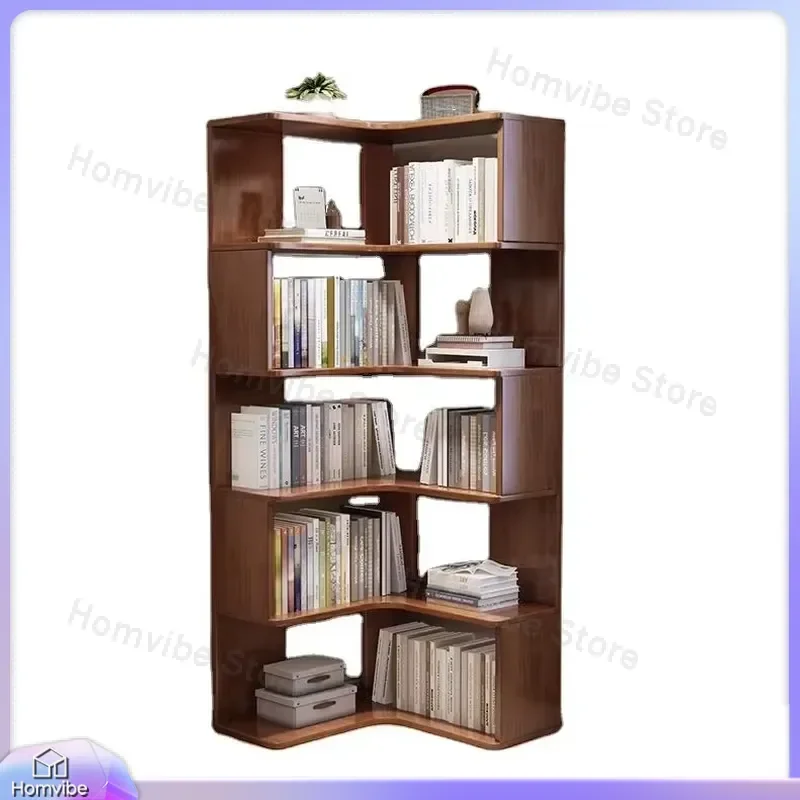 Floor to Ceiling Corner Bookshelf for Living Room Bedroom Kids Room Storage Rack with Lockable Doors Modern Tall Narrow