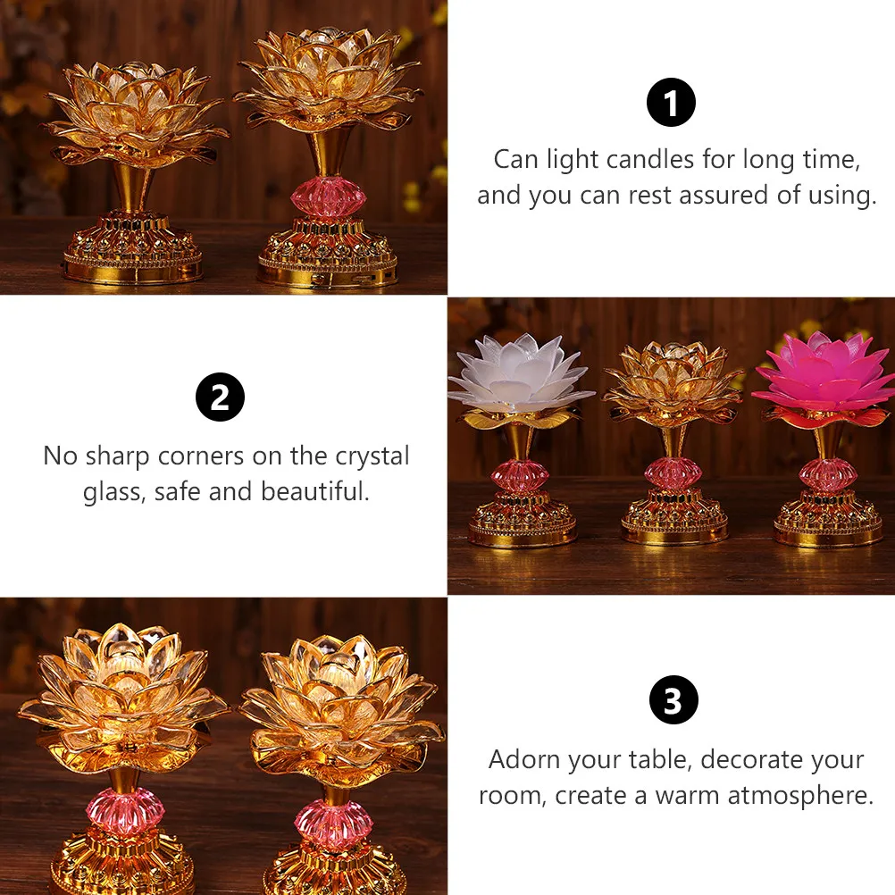 1Pcs Lotus Flower Lamp High Quality Plastic Color Changing LED Buddha Lamp for Chanting Worship Temple Home Office Decoration
