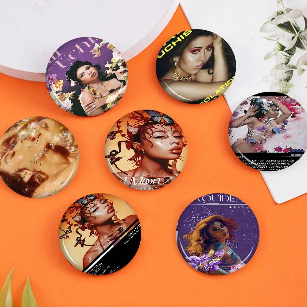 Hot Singer K-Kali Uchis 58mm Cute Series Pins Funny Badge Interesting Cartoon Animals Brooches Backpack Clothes Gift Accessory