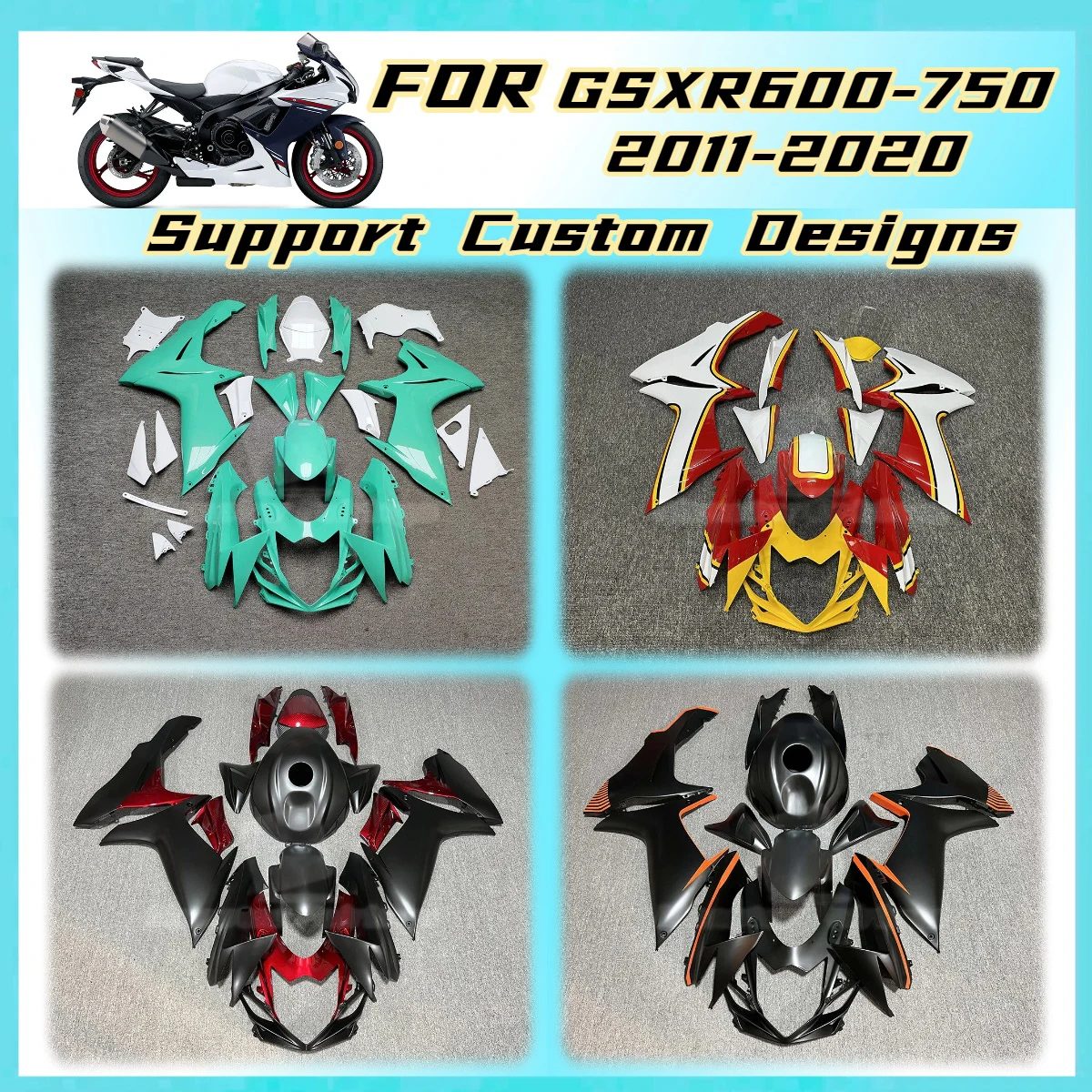 Full Bodywork 2011-2020 GSXR600 GSXR750 Direct Fit Motorbike Injection ABS Fairings for Suzuki GSXR 600 750 11-20 Fairing Kit