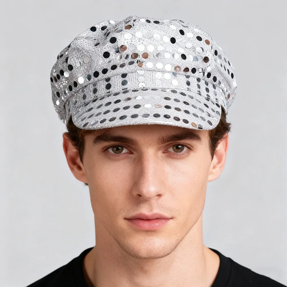 Unisex Hip Hop Jazz Hut Party Bühne Tanz Pailletten Show Glitter Cowboy Caps Performance Kostüm Glänzende Perlen Clown Zauberer Hut