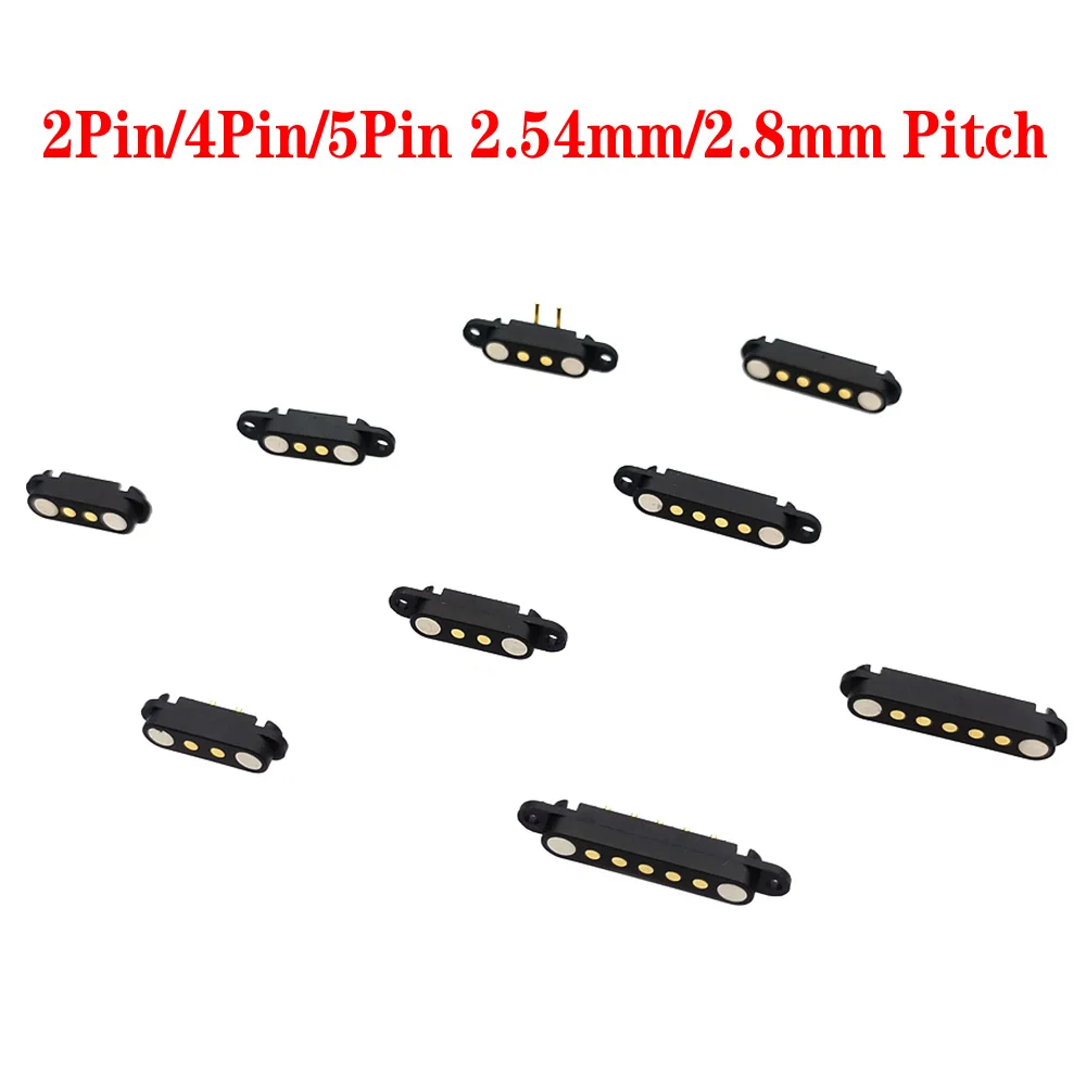 2Pin 4Pin 5Pin Pogopin Female Magnetic Pogo Pin Connector 2.54mm 2.8mm Spring Loaded DC Magnet Connector Power Socket