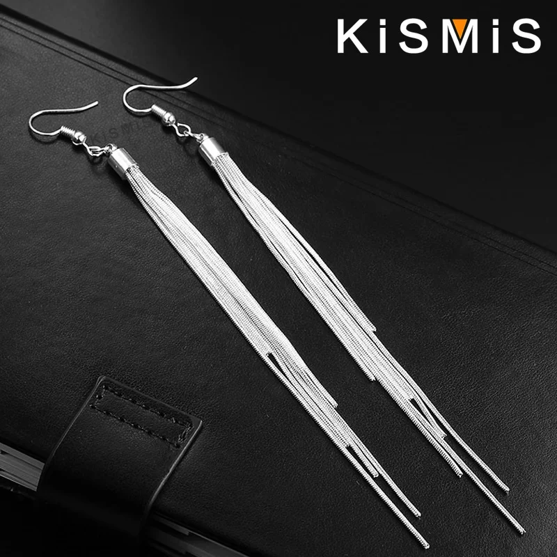 KISMIS 1 Pair Women Linear Long Tassel Long Hook Drop Earrings Fashion Ladies Pendant