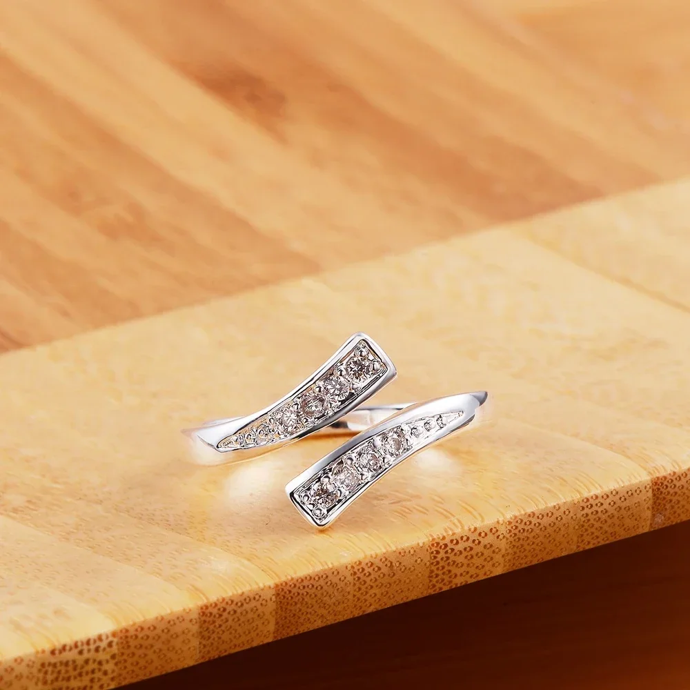 Women's Adjustable 100% 925 Sterling Silver Crystal Ring, Gift