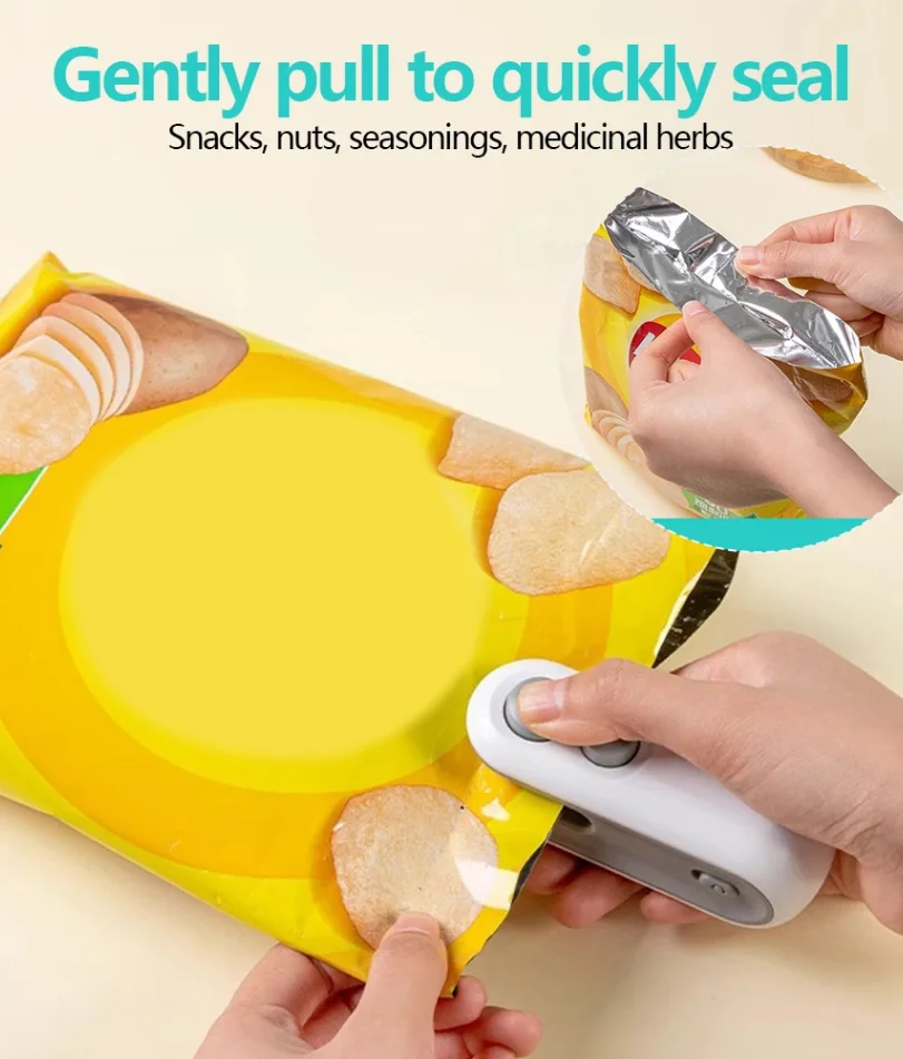 

2 In 1 Sealer Cutter Mini Bag Sealer Handheld Heat Vacuum Sealer Handheld Bag Sealing Machine for Food Storage Snacks Freshness