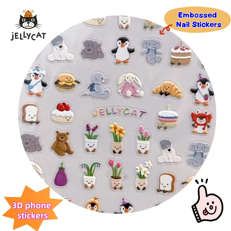 

JC Peanut Penguin Bartholomew Bear Embossed Sticker Nail Art Stereo Cartoon Cute DIY Hand Account Phone Case Decorative Sticker