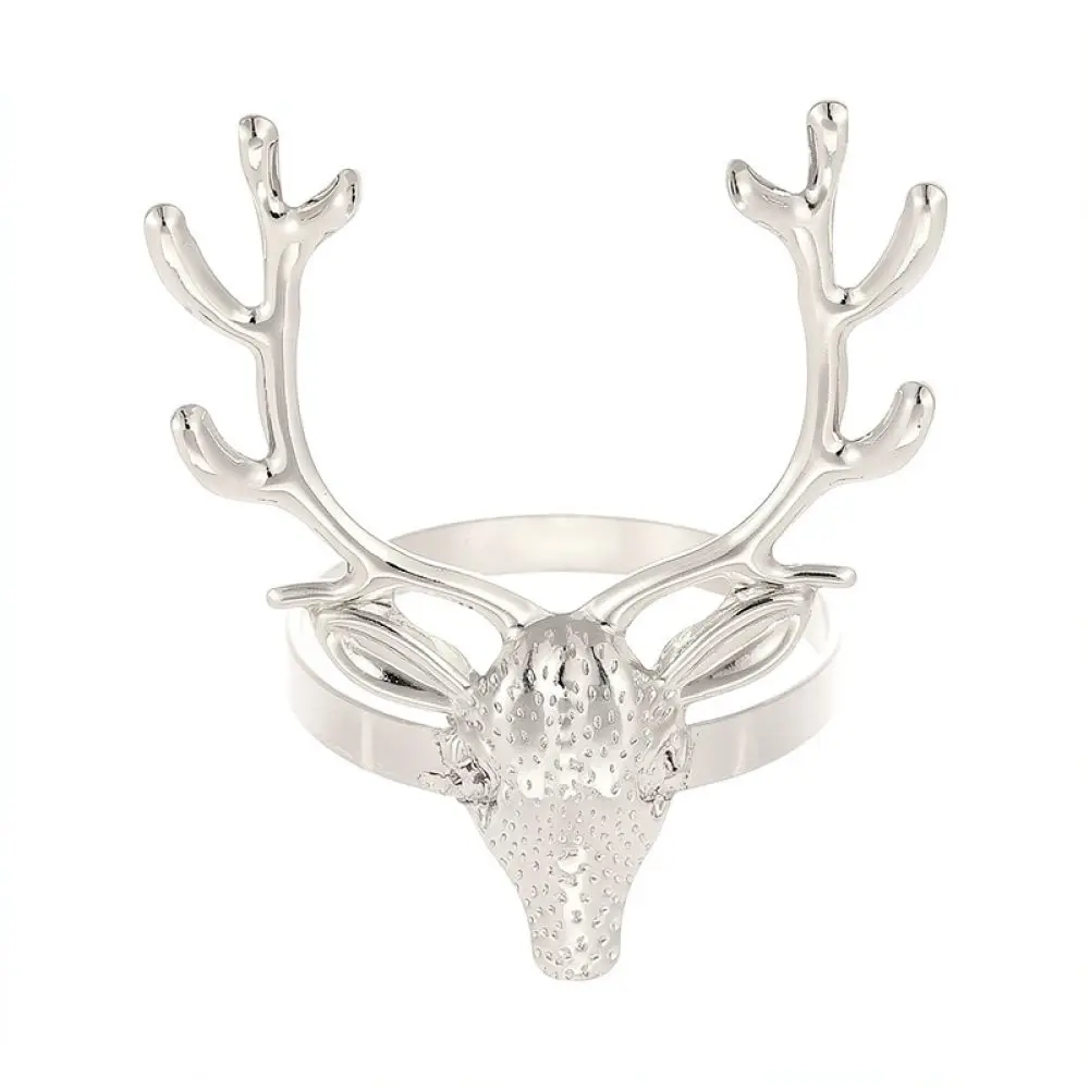 New Year Table Decor Napkin Ring Metal Snowflake Reindeer Holders For Christmas Festive Party Dinner Table Setting