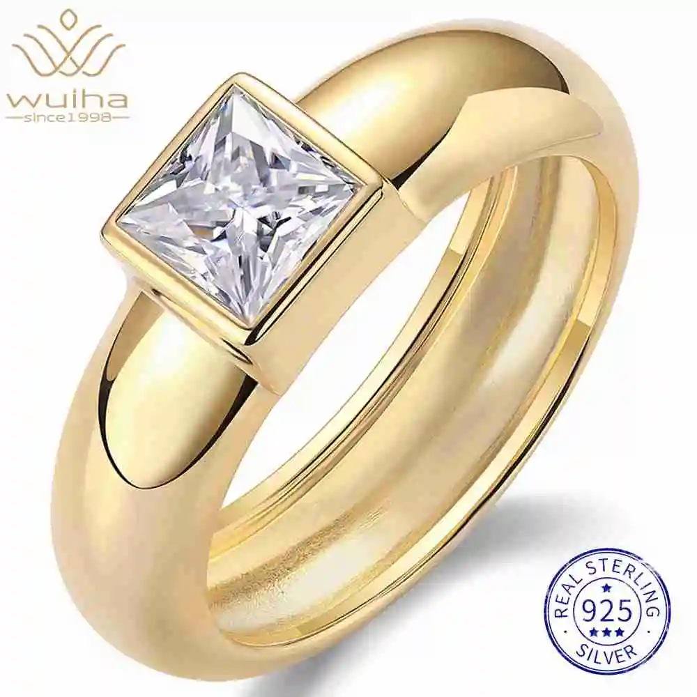 

WUIHA Стерлинговое Серебро 925 пробы VVS1 D Цвет Princess Cut 1 CT GRA Настоящее Муассанит Бриллианты Обручальное Кольцо Изысканные Ювелирные Изделия