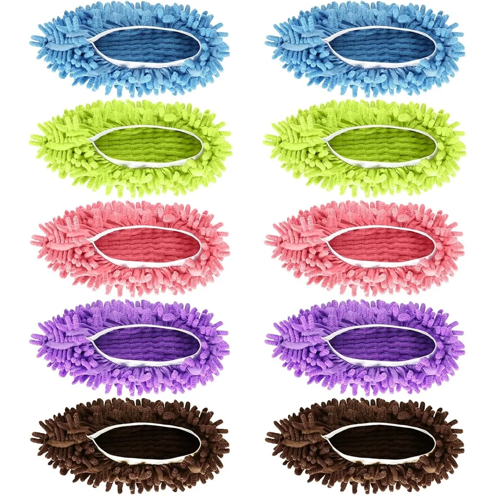 

Mop Slippers Shoes 5 Pairs (10 Pieces) - Microfiber Cleaning House Mop Slippers, Floor Cleaning Tools Shoe Cover, Soft Machine