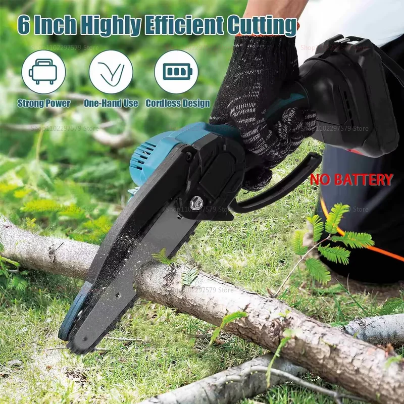 6-Polegada sem fio mini motosserra elétrica portátil ferramenta de corte de árvore portátil quintal jardim acampamento serra elétrica adequada para poda de árvores