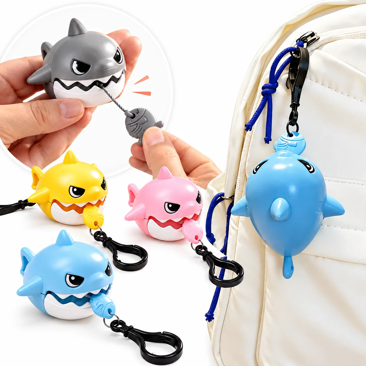 Shark Bite Fish Pull Toy Funny Interactive Fidget Stress Relief Desk Toy Novelty Handheld Decompression Toy