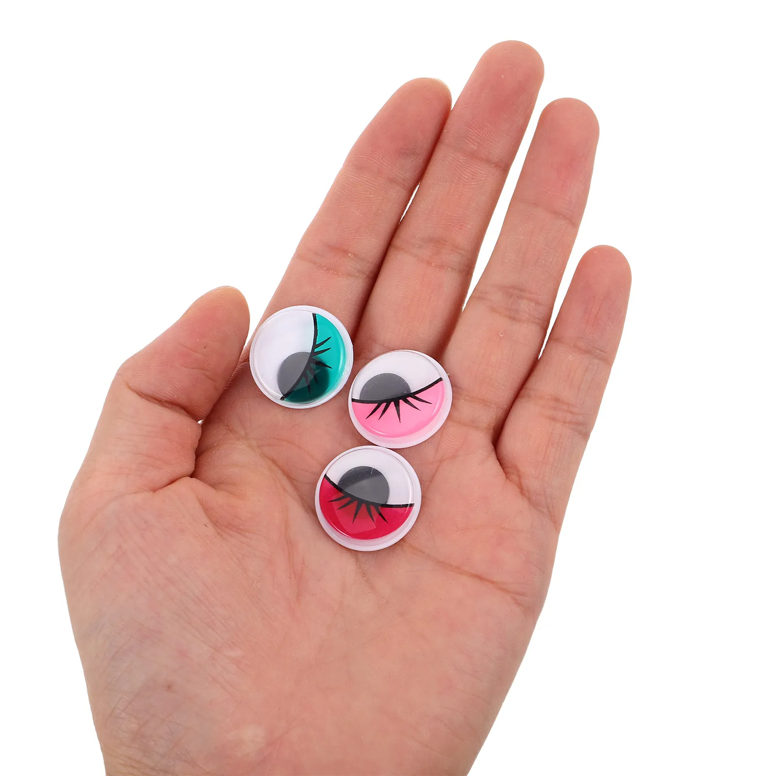 

50Pcs 20Mm Colorful Round Self-Adhesive Googly Eyes with Attached Lashes for DIY Crafts Scrapbooking Stuffed Animals Puppet