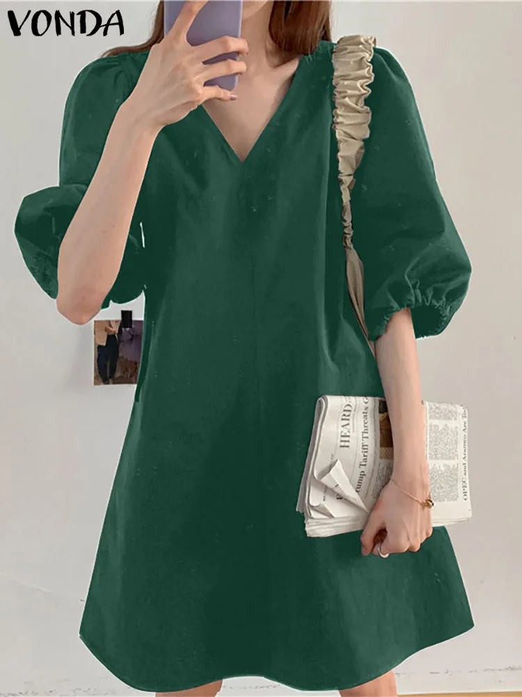 فستان فوندا الصيفي للنساء فستان صيفي كاجوال بأكمام قصيرة نصف كم مثير بياقة على شكل V مطوي للحفلات فساتين قصيرة للشاطئ
