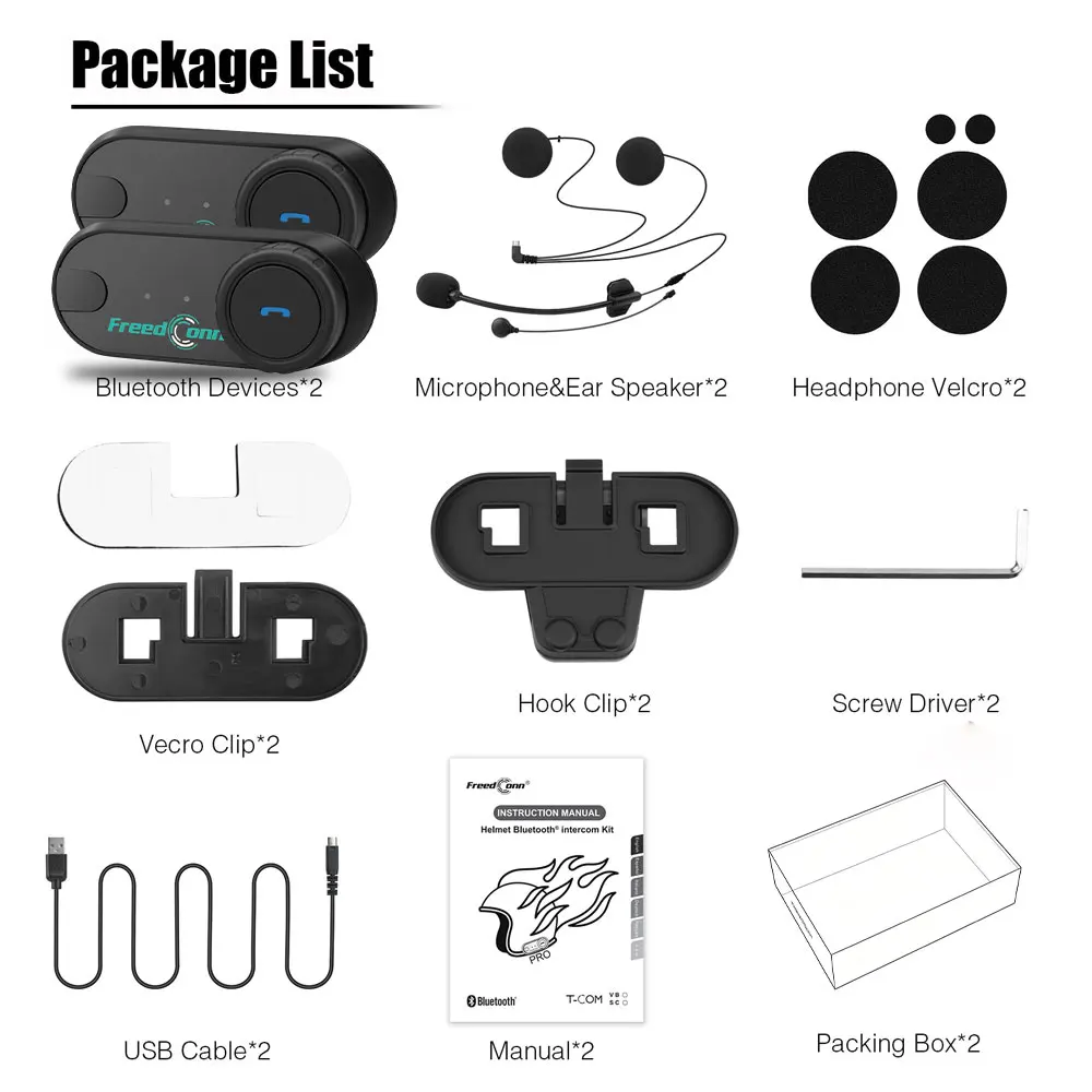 Group Helmet Bluetooth Headset Motorcycle Intercom Headphone Intercomunicador Music Share Freedconn TCom VB for Motor